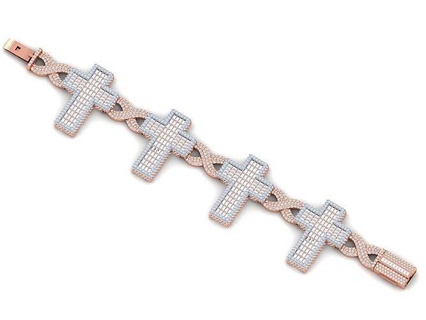 custom cross neckless - bracelet 3d print 3dmodel silver pendant necklace gem fashion ring rolex jesus jewelry gold sapphire jewellery finger diamond brilliant watch jewel printable bracelets 3d print model - Mito3D