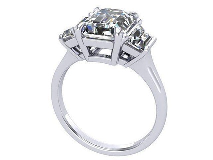 Douane émeraude Couper baguettes engagement bague diamants d'or argent bijoux anneaux 3d print model - Mito3D