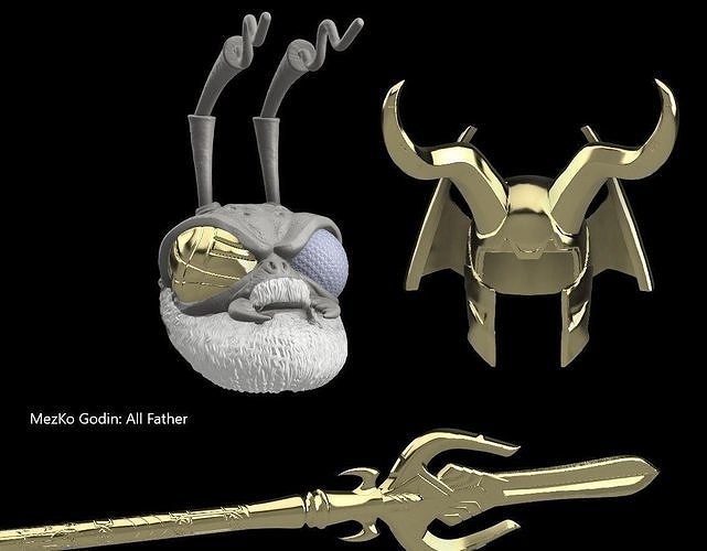 custom head helm - father insect marvel odin mezco gomez assassin games toys 3D print model - Mito3D