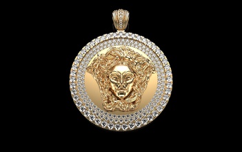 benutzerdefiniert diamant versace stil meduse anhänger medaillon 18k gold schmuck sterling silber platin brillant saphir rubin vintag mode schönheit cad smaragd engagement ring 3d print model - Mito3D