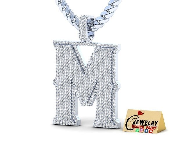 personalizadas pingente Duplo camada cartas cursivo alfabetos carta tom pingentes joalheria jóias diamante Pendnat alfabeto 3D print model - Mito3D