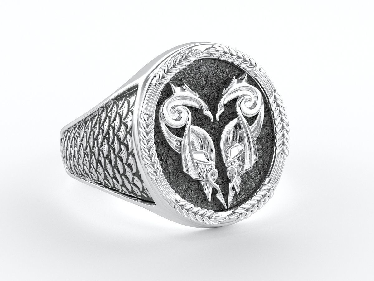 custom signet ring jewelry 3d 3dring cad engagement printable silver compound fashion collection rings dragon 3D print model - Mito3D