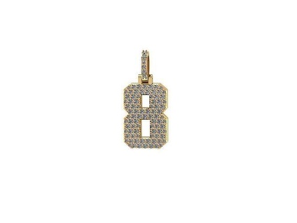 custom varsity diamond number pendant gold 8 fashion men charm printable jewelry pendants 3d print model - Mito3D