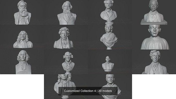 personnalisé collection 4 philosophe descartes Anglais Bakunin John Locke grammesci demandé Russell Foucault art sculptures 3d print model - Mito3D