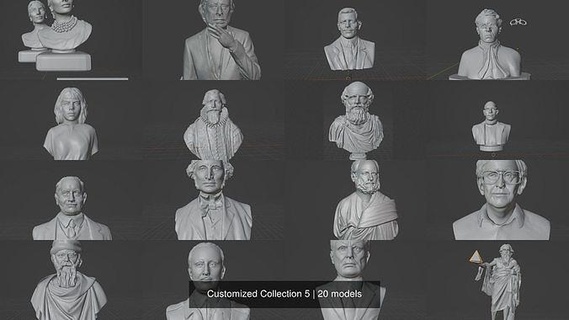 angepasst Sammlung 5 Philosoph Aktivist Mathematiker archimedes griechisch Wissenschaftler Kunst Skulpturen 3d print model - Mito3D