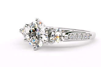 cut 3-stone engagement wedding ring real solid 3 stone diamond printable silver gem jewel fashion engagem brilliant gold jewelry platinum rings 3d print model - Mito3D