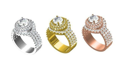tagliare trio gruppo musicale Fidanzamento squillare donne oro gioielleria design stampabile argento diamante gemme nozze moda 3d cad anelli 3d print model - Mito3D