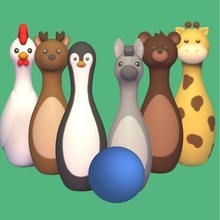 Şirin hayvan bowling Sanat oyuncak oyun vuruş spor yeniden yaratma toplu iğne karikatür okul öncesi heykel minyatürler eğlence oyunlar 3d print model - Mito3D