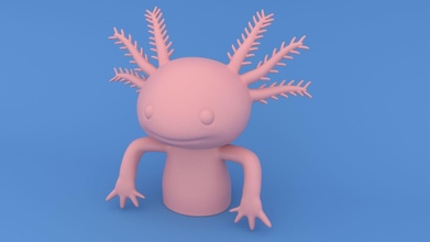 niedlich axolotl 3d drucken modell spielzeug natur stilisiert karikatur amphibie kreatur charakter 3dprinting kunst skulptur spiele spielzeuge salamander 3d print model - Mito3D