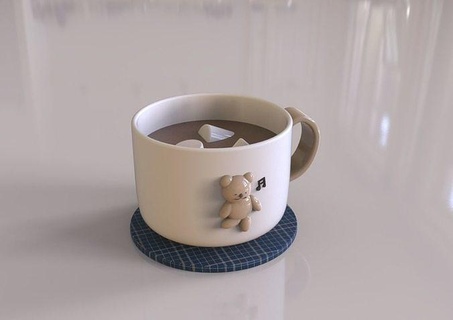 cute bear cup character animal house kitchen dining 3d print model - Mito3D