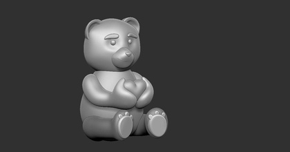 fofa urso pelúcia coração 3d modelo brinquedo animal decoração modelos desenho animado miniaturas imprimível estátua jogos brinquedos personagem 3d print model - Mito3D
