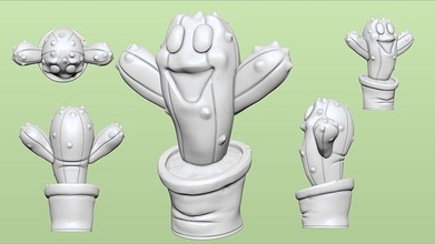 fofa cacto plantar figura desenho animado personagem brinquedo toon natureza estátua suculenta arbusto animal feliz diversão arte casa decoração 3d print model - Mito3D