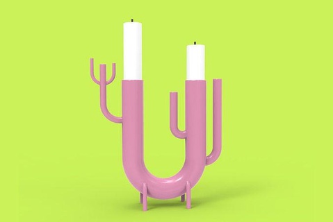 cute candelabrum cactus style 3d printing candle holder candlestick candelabra stand indoor home decor idea artwork design print model stl obj printed printable house accessories 3d print model - Mito3D