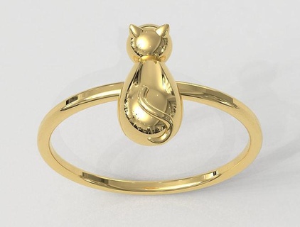 fofa gato anel animal joalheria ouro prata jóia jóias argolas gatinha gatinho felino animais minimalista paulorani menina 3d print model - Mito3D