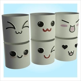 cute cylindrical pots pot vase plant interior design flower house decor 3d print model - Mito3D