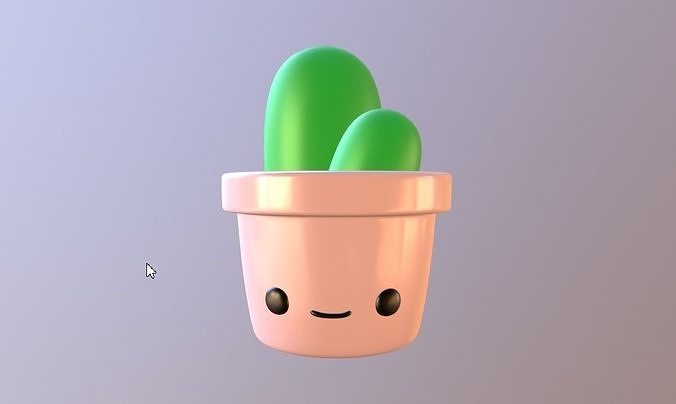 mignonne bureau cactus plante pot nature arbre forêt général décor maison 3D print model - Mito3D