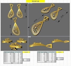 niedlich Ohrring hängend einstellen Schmuck Gold druckbar Ohrringe Anhänger Hochzeit Mode Schönheit Engagement Solitär Kette Halskette Reize 3d print model - Mito3D