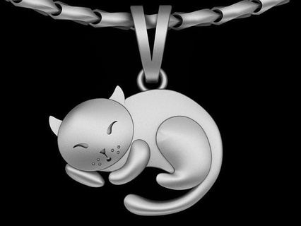 cute fantasy cat fashion pendant gold silver jewele sculpture jewelry animal necklace creature model child pendants fictional cartoon art sculptures children character cnc 3d print model - Mito3D