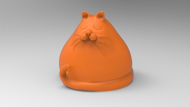 mignonne fat chat 3d impression modèle art animal animaux jouet jouets figure Jeux nature Oeuf sculpture statue 3d print model - Mito3D