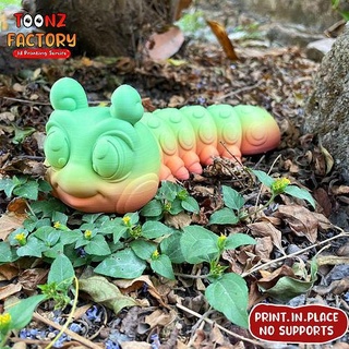 cute flexi caterpillar articulated worm flexy flexable link rex toy bat factory valentine fidget print place supports games toys game accessories 3d print model - Mito3D