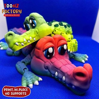cute flexi crocodile articulated crocolide aligator flexy flexable link rex toy bat factory valentine fidget print place supports games toys 3d print model - Mito3D