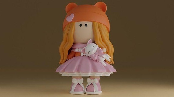 lindo niña personaje mujer hembra muñeca mascota juguete juegos juguetes 3d print model - Mito3D