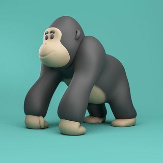 lindo gorila safari animal selva dibujos animados divertido decoración 3dprint Arte esculturas 3d print model - Mito3D