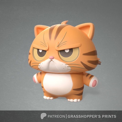 carina scontroso gatto miniatura arte giocattolo giocattoli bambino divertimento carino animale fantasia 3dprint cartone animato cartoonish giochi 3d print model - Mito3D