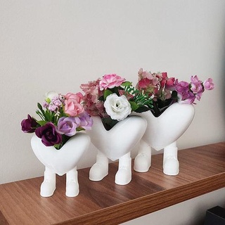 Şirin kalp saksı çiçek düğün Aşk gül vazo buket gelin doğa damat kız bitki yüzükler evlenmek Yaprak takı ev Aksesuarlar 3d print model - Mito3D