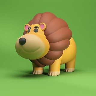 lindo león animal dibujos animados juguete selva Arte esculturas 3dprint decoración safari 3d print model - Mito3D