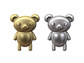cute panda bear pendant charm love heart teddy jewelry jewellery printable fashion gold silver sterling necklace simple hiphop miniature relief keychain figurine pendants 3d print model - Mito3D