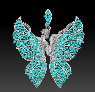 cute pendant 3 3d printed model butterfly pattern design print jewelry gold silver pendants 3d print model - Mito3D