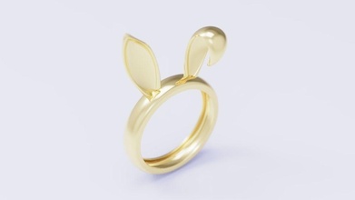 lindo conejo orejas anillo joyería joya oro plata boda arte madelis diamante vidriado contemporáneo amor anillos 3d print model - Mito3D