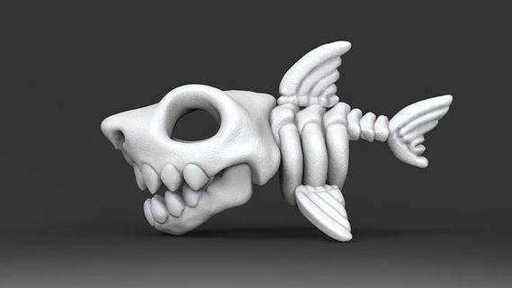 cute shark skeleton decor statue skull halloween desktop animal fish creature house 3d print model - Mito3D