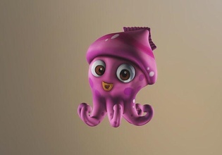cute squid octopus animal pot planter design love nature fish sea head ocean character cartoon art sculptures 3d print model - Mito3D
