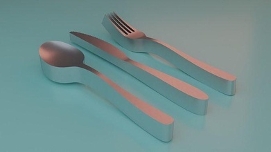 thick cutlery set fork spoon knife tableware minimalist kitchenware 3d print houseware meme conceptual kitchen plastic teaspoon imposible hobby diy 3d print model - Mito3D