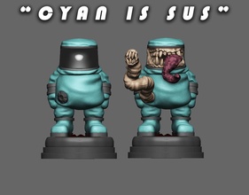 cyan is sus amongus among 3d sculpt statue videogame gaming illustration retro art fun space astronaut figurine figure games toys 3d print model - Mito3D