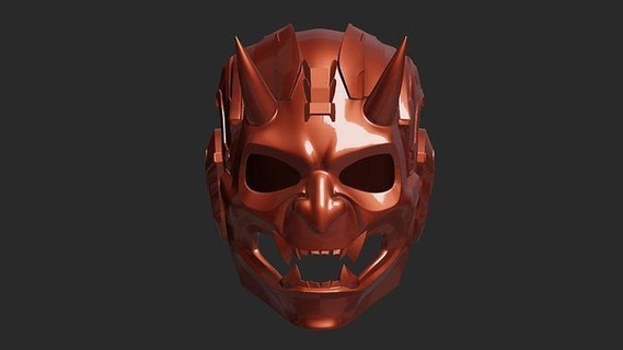 cibernético demônio 2 capacete impressão imprimível impressora mascarar futurista cabeça armaduras sci fi personagem isolado arte 1 ilustração cara Bruxas escultura olho moda 3d print model - Mito3D