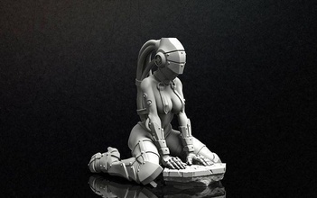 cyber girl fantasy scifi sculpture woman art statue space galactic future futuristic games toys 3d print model - Mito3D