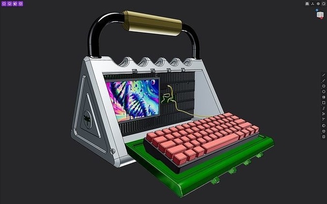 cyberdeck conceito construir design 001 computador tecnologia teclado portátil equipamento pc cibernético cyberpunk scifi ciência ficção limpar dobrável tela montagem passatempo faça 3d print model - Mito3D