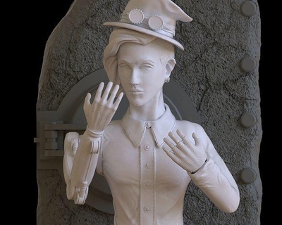 siberpunk büst Siber punk kız minyatür koleksiyon Toplamak yazdırılabilir boya heykel Sanat heykelcik gelecek distopik fütüristik diyorama şapka reçinesi heykeller 3d print model - Mito3D
