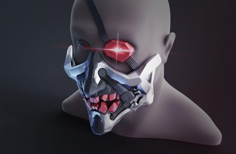 cyberpunk démon ninja masque sci robot cyborg cybernétique oni métal visage mâchoire dents déguisement art jeux jouets 3d print model - Mito3D