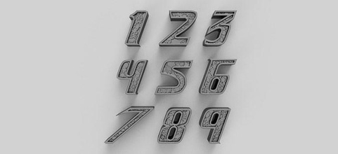 cyberpunk ingranaggi numeri tipografia illustrazione tecnologia elettronica font scientifico numero sollievo scolpito modanatura ornamento intaglio modello disegno futuro Ingranaggio scienza 3d print model - Mito3D