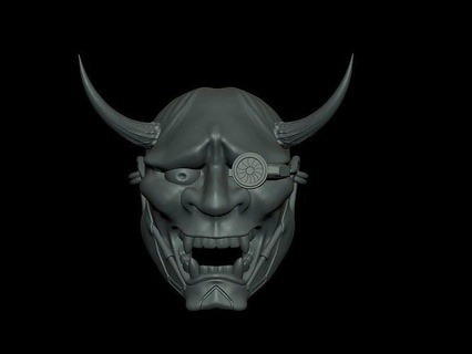 cyberpunk hannya masque hanya Japonais démon cyber vêtements art sculptures 3d print model - Mito3D