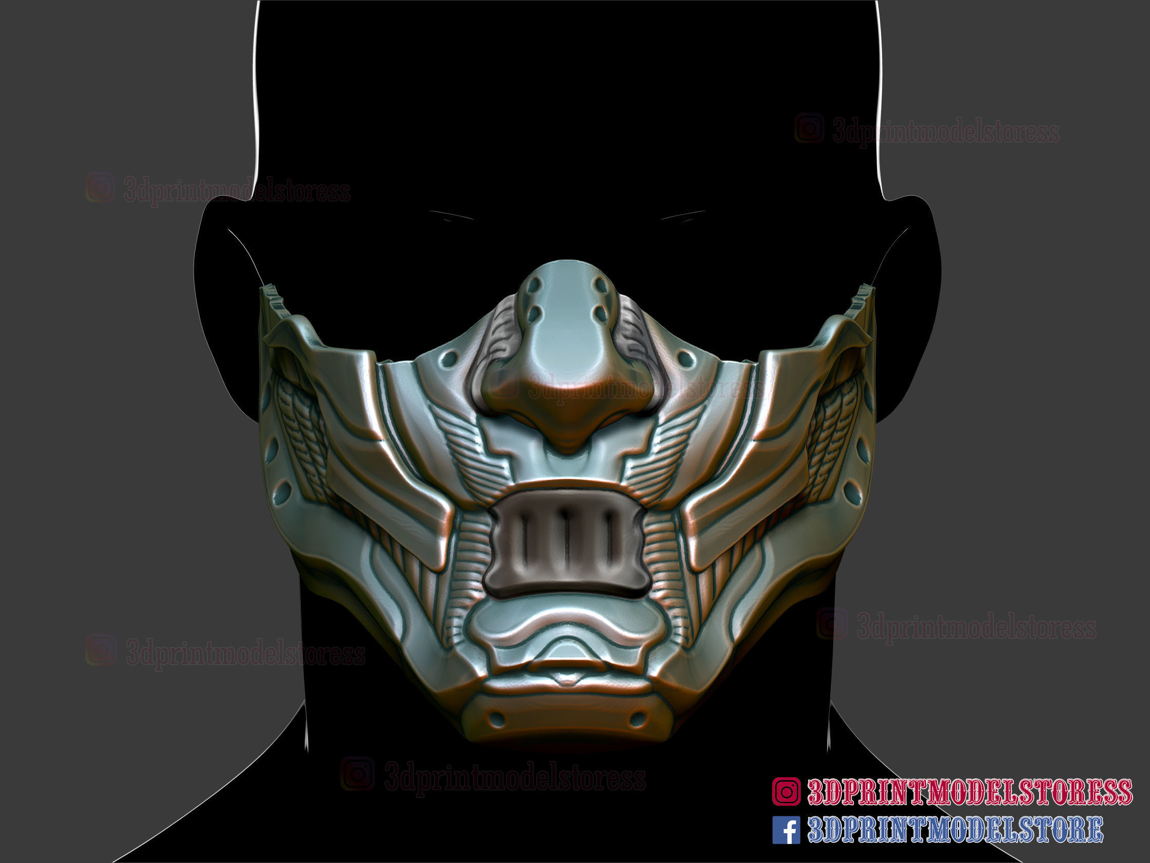 Cyberpunk mask 3d model фото 5