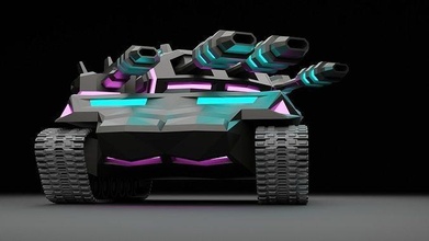 cybertank mk1 scifi réservoir cyber pistes néon blaster cybernétique futur canon double armée guerre militaire véhicule futuriste automatisation Jeux jouets 3d print model - Mito3D