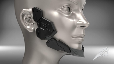 cyborg jaw armor wearable mask robotic robot android cosplay fashion mecha covid19 sci fi machine hobby diy cyberpunk 3d print model - Mito3D