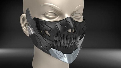 cyborg maschera v3 stl viso casco orrore creatura cranio covid airsoft moda 3d print model - Mito3D