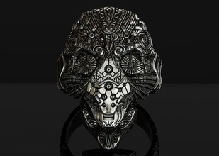 cyborg bague bijoux argent or mode masque sculpture imprimable anneaux 3d print model - Mito3D