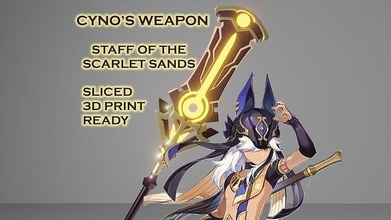 cyno weapon - genshin impact cosplay sliced print ready spear staff scarlet sands cosplayer cosplaying easy printing printable pdf guide games toys game accessories 3d print model - Mito3D